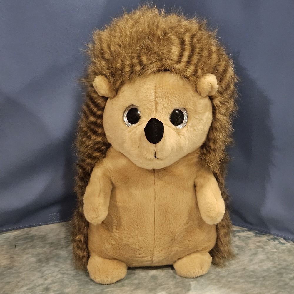 Justice Hedgehog Plush 16" Brown Tan Stuffed Animal Glitter Eyes 2017โ